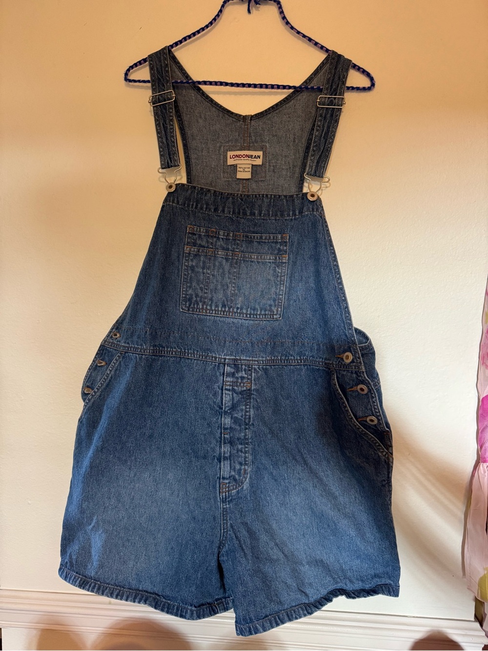 Vintage London Jean denim short overalls
